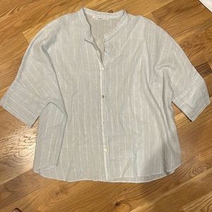 Striped linen button down shirt